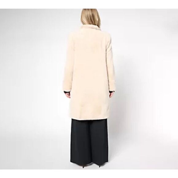 Dennis Basso Womens MP Snap Front Faux Mink Coat w/ Convertible Collar Black NWO - Picture 4 of 6